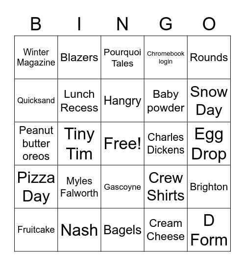 Merry Christmas D Form Bingo Card