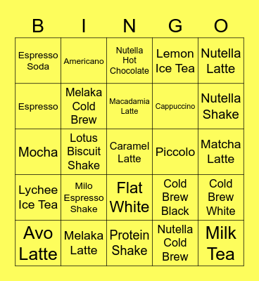 Flash Coffee Bingo! Bingo Card