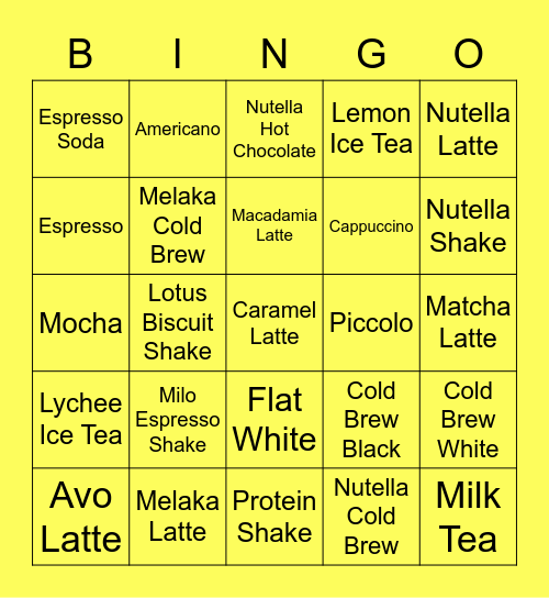 Flash Coffee Bingo! Bingo Card