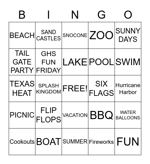 GHS BINGO Card