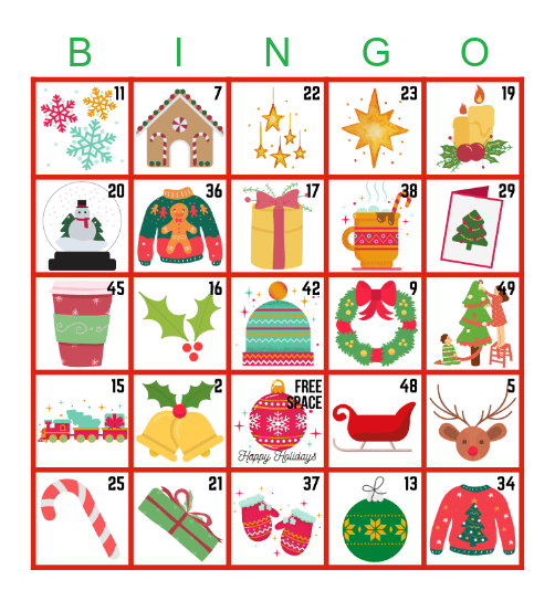 Joyeux Noël Bingo Card