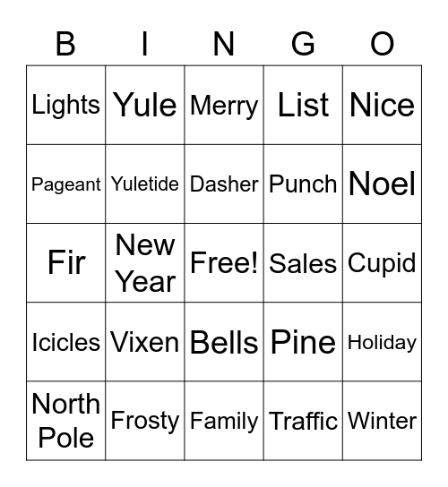 Holiday Bingo! Bingo Card