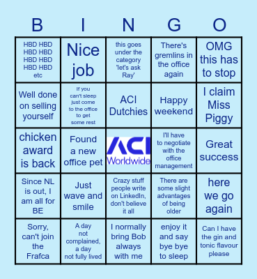 ACI Dutchies Sayings Bingo Card
