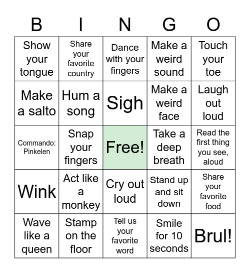 Casa Bingo Card