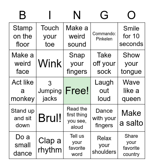 Casa Bingo Card