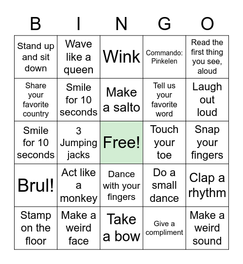 Casa Bingo Card