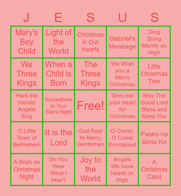 Christmas Songs Bingo Card