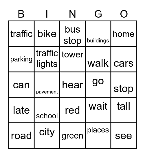 City Places Bingo Card
