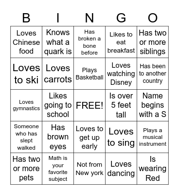 FUN FUN FUN ! Bingo Card