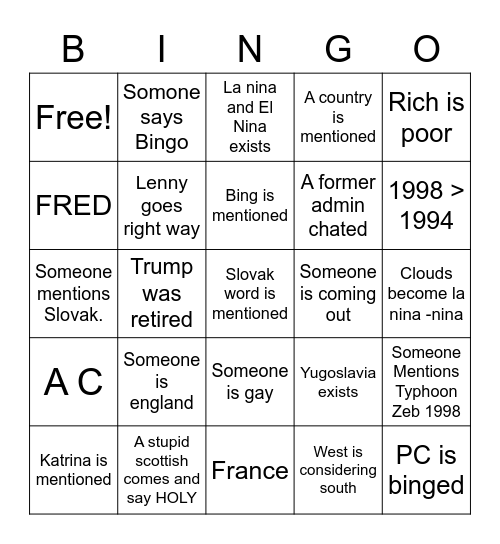 Somehow.. Bingo Card