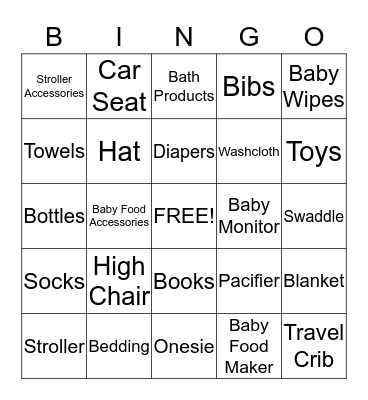 Monique's Baby Shower Bingo Card