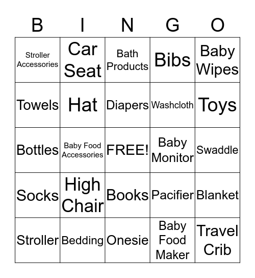 Monique's Baby Shower Bingo Card