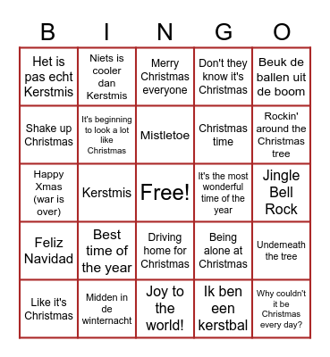 Kerstliedsjesbingo! Bingo Card