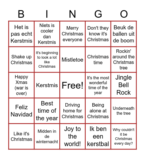 Kerstliedsjesbingo! Bingo Card
