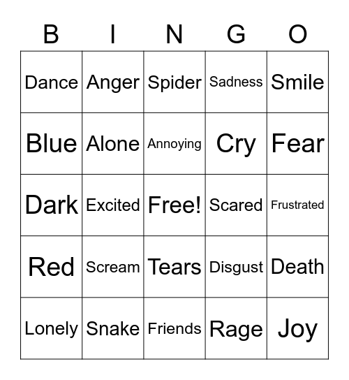 Emotions! Bingo Card