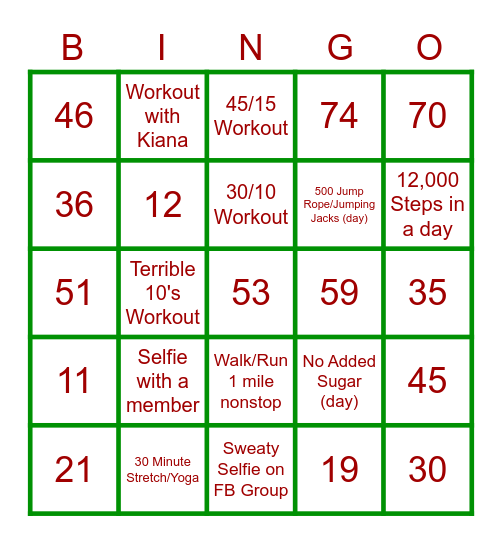 Reboot Kerstbingo workout Bingo Card