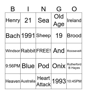 Trivia Bingo Card