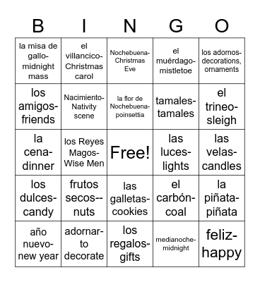 Navidad Bingo Card