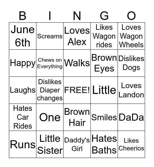 Kara Lynn Bingo Card