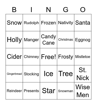Christmas Bingo Card