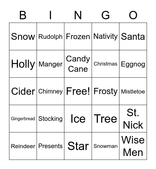Christmas Bingo Card