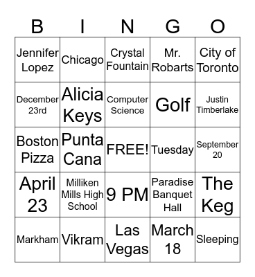 NEHA'S BRIDAL BINGO!  Bingo Card