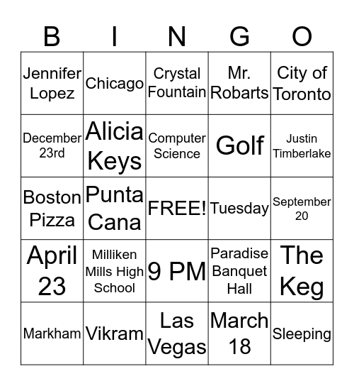 NEHA'S BRIDAL BINGO!  Bingo Card