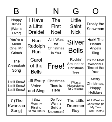 Holiday Bingo Card