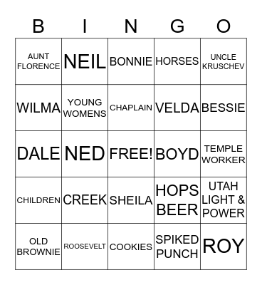 WINTERTON REUNION Bingo Card