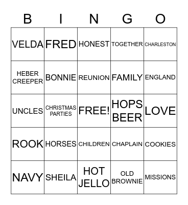 WINTERTON REUNION Bingo Card