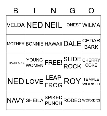WINTERTON REUNION Bingo Card
