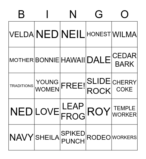 WINTERTON REUNION Bingo Card