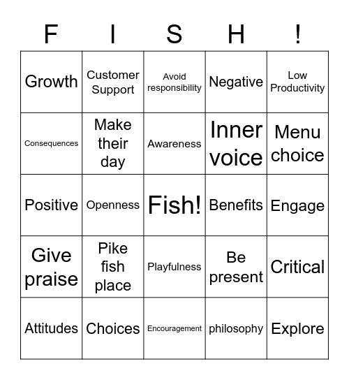 Fish! Bingo Card