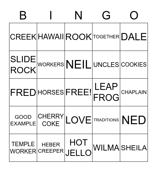 WINTERTON REUNION Bingo Card
