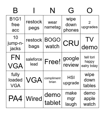 DAY 6 Bingo Card