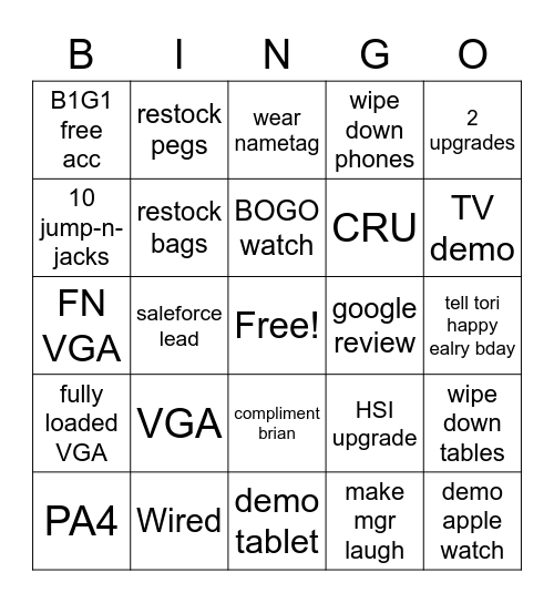 DAY 6 Bingo Card