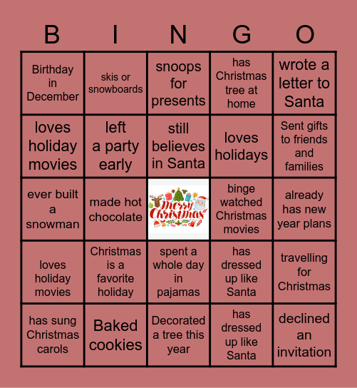 CHRISTMAS BINGO Card