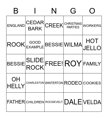WINTERTON REUNION Bingo Card