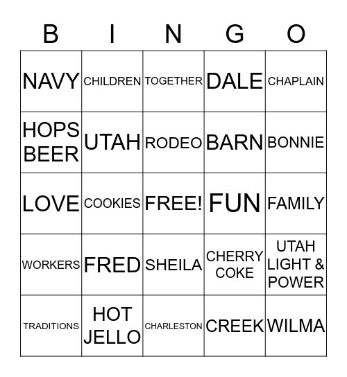 WINTERTON REUNION Bingo Card