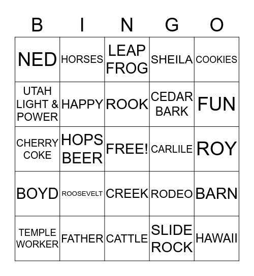 WINTERTON REUNION Bingo Card