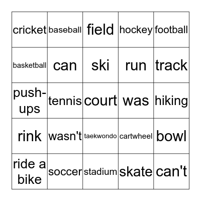 Sports Bingo Card