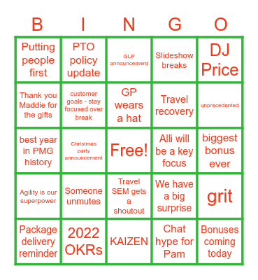 PMG FY 21 Bingo Card