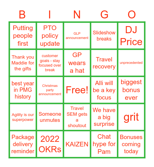 PMG FY 21 Bingo Card