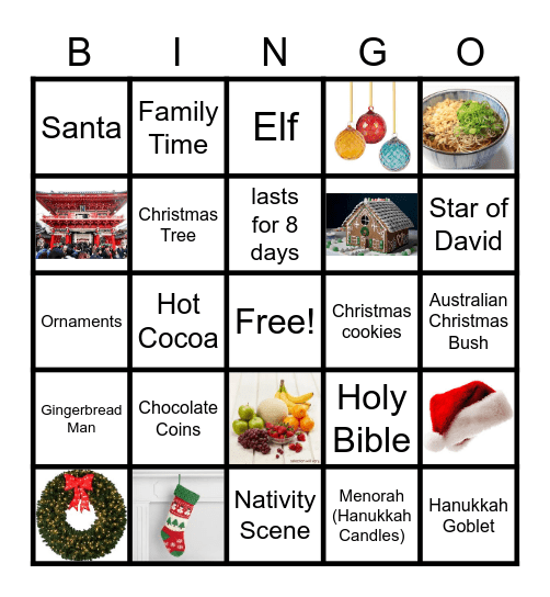 December World Holiday Bingo Card