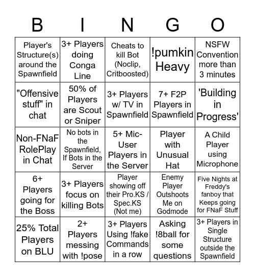 TF2SANDBOX Bingo Card