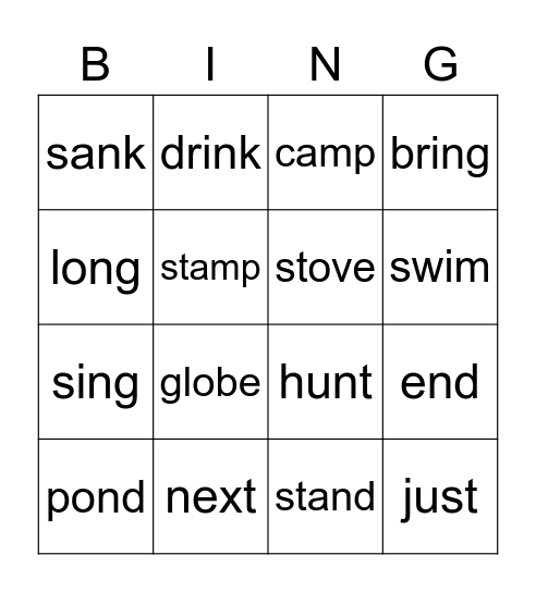 spelling Week 2 Bingo Card