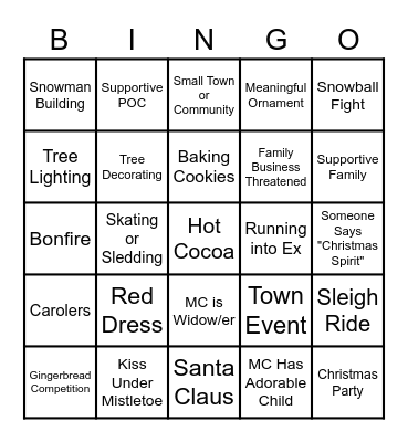 Hallmark Christmas Movie Bingo Card