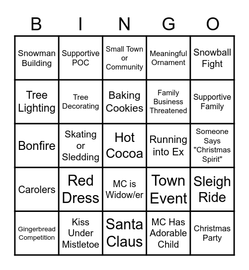 Hallmark Christmas Movie Bingo Card