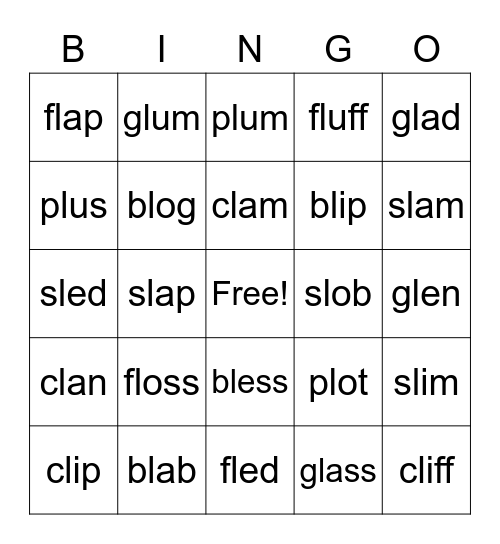 "L Blends" Bingo Card