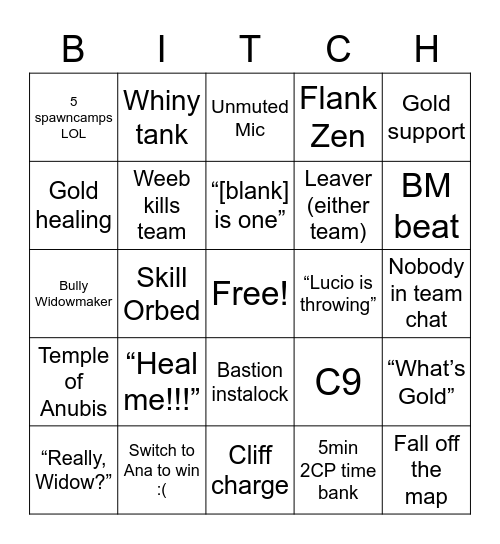 Overwatch Bingo Card